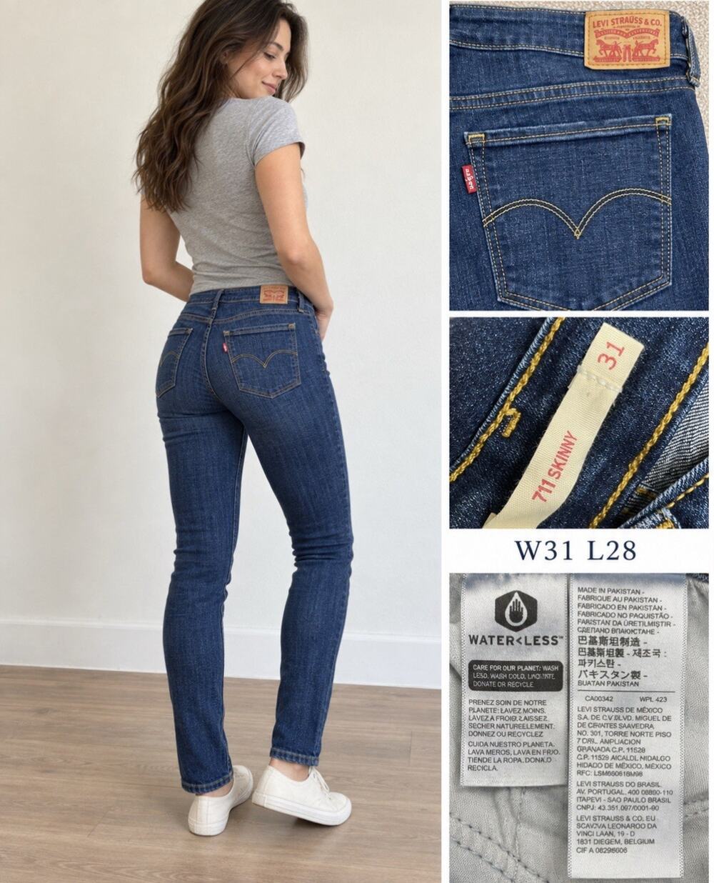 Levi's 711 Skinny Women's Jeans Size 31 Dark Wash Indigo Denim